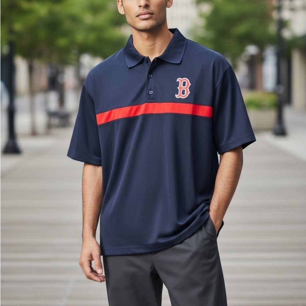 Majestic Navy Boston Red Sox Polo Size Small